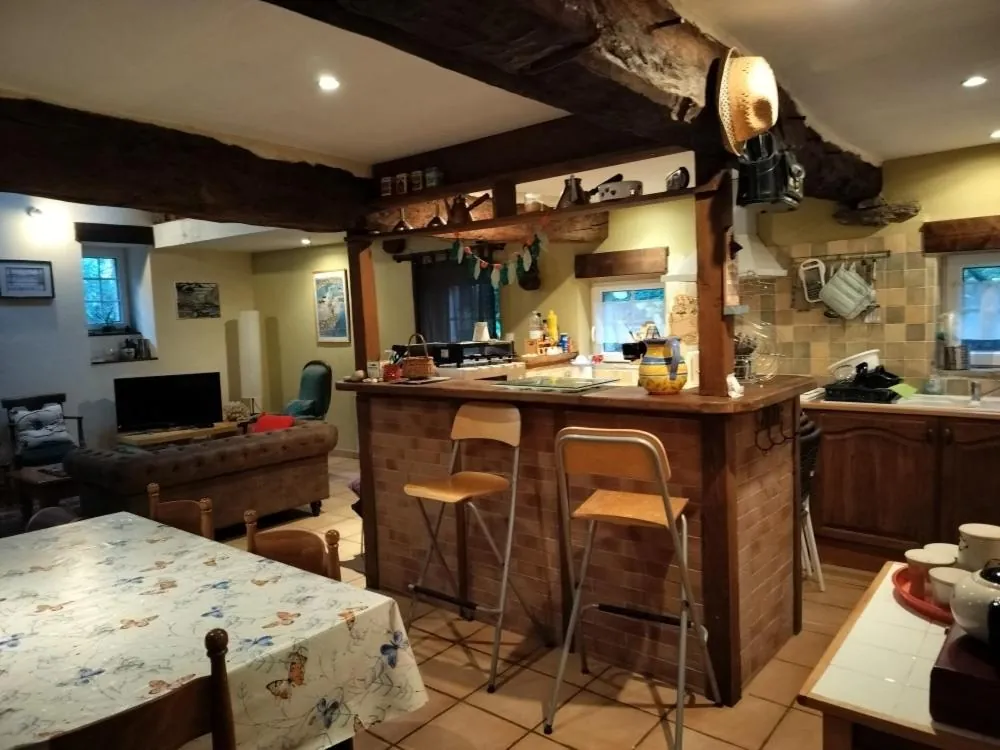La cuisine américaine équipée et son bar